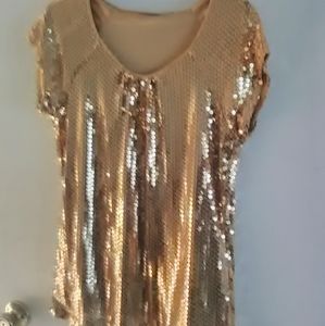 Beautiful satin lined gold sequin shirt